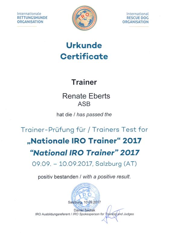 IRO Rettungshunde Trainerzertifikat